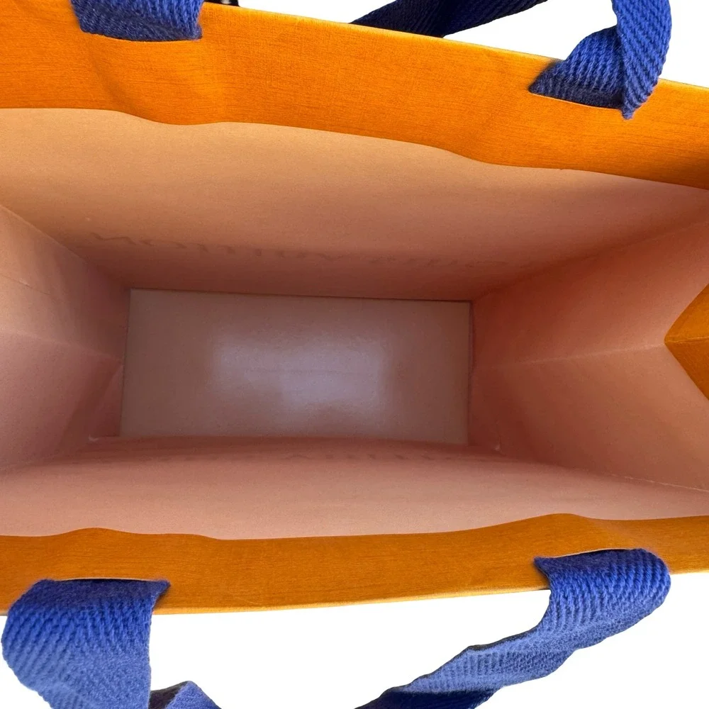 Louis Vuitton Orange‎ Shopping Bag Blue Handles Tall Medium Luxury Gift Bag Tote